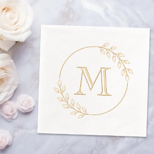 Initial Blätter Wreath Monogramm Servietten Mit Folie