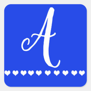 Initial blau-weiße Monogramm Quadratischer Aufkleber