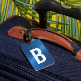 Initial blaugebürstetes Metallisches Monogramm Gepäckanhänger