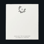 Initial botanische Blätter neutrale Elfenbeinmonog Notizblock<br><div class="desc">Ein handgezeichneter,  halbmondfarbener Kranz aus Blätter und Lorbeeren umgibt Ihr Monogramm oder Ihren Initialzünder. Klicken Sie auf die Schaltfläche Anpassen,  um die Hintergrundfarbe zu ändern oder um mehr Text hinzuzufügen.</div>