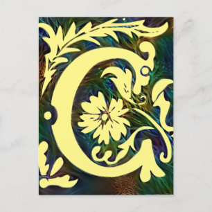 Initial Buchstabe C Vintage Corlorul Ornament Postkarte