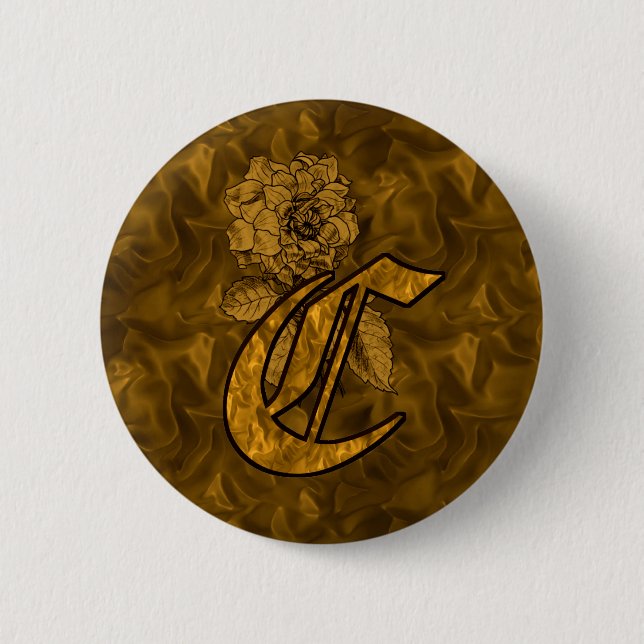 Initial C Gold Peony Button für Monogram (Vorderseite)