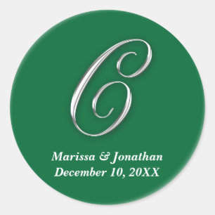 Initial C grüner monogramm individuelle Name bevor Runder Aufkleber