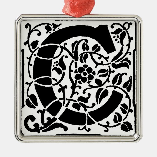Initial C Monogramm. Maßgeschneidertes Muster für  Ornament Aus Metall (Vorne)