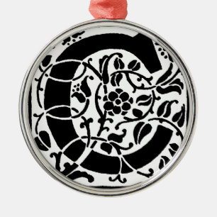 Initial C Monogramm. Maßgeschneidertes Muster für Silbernes Ornament