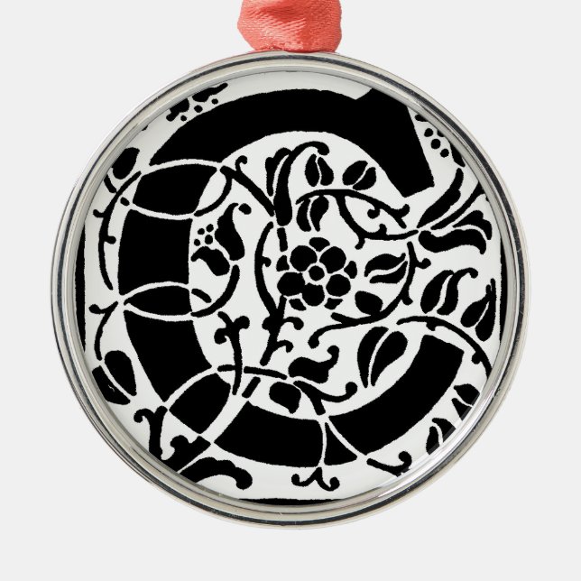 Initial C Monogramm. Maßgeschneidertes Muster für  Silbernes Ornament (Vorne)