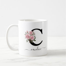 Initial C Rosenrosen Blume Monogramm Name Kaffeetasse