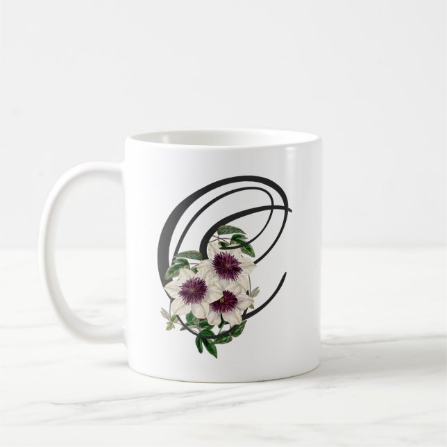Initial C, Vintag Clematis Kaffee Tasse (Links)