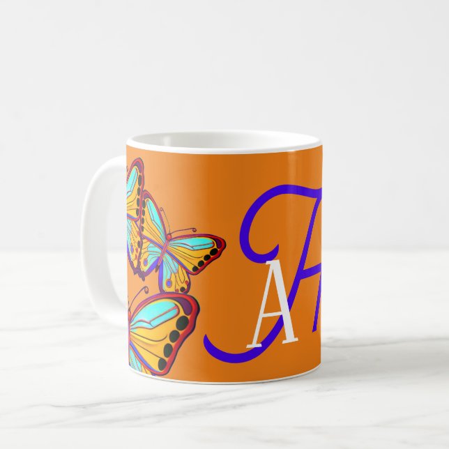 Initial Custom Butterfly Kaffeetasse (Vorderseite Links)