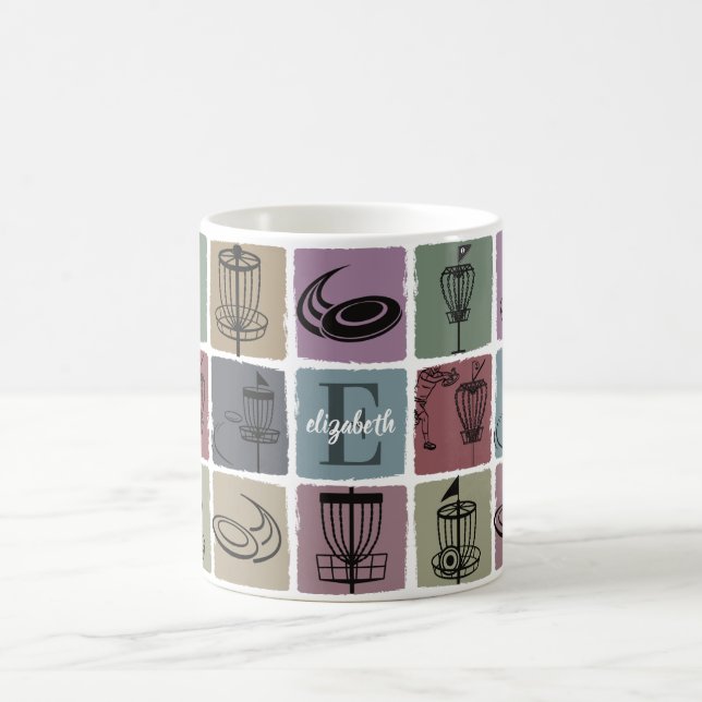 Initial Custom Disc Golf Gift Retro Sports Lover Kaffeetasse (Mittel)