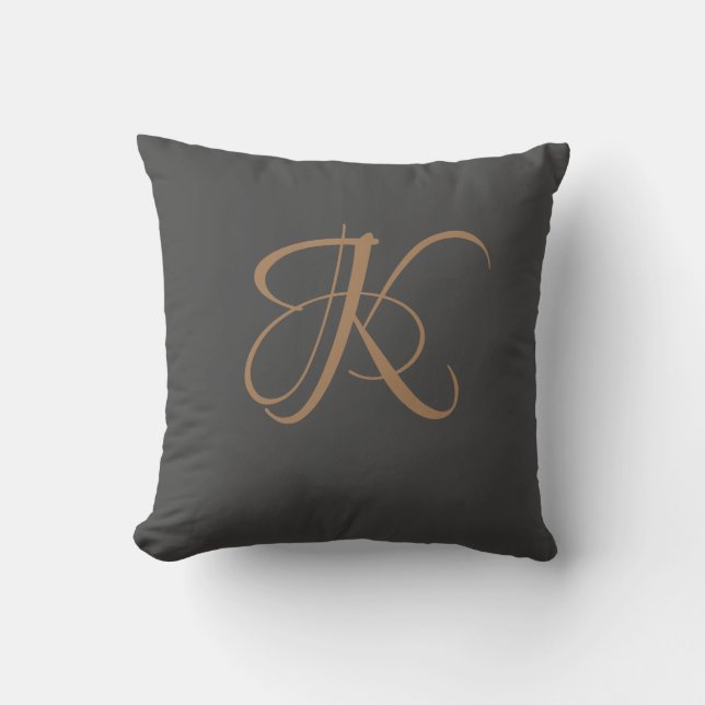 Initial Custom Letter K Monogram Kissen (Vorderseite)