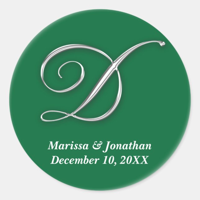 Initial-D-grüner individuelle Name für Monogramm z Runder Aufkleber (Vorderseite)