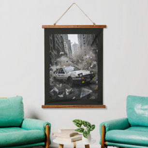 Initial D Inspiriertes AE86 City Street Chaos Post Wandteppich Mit Holzrahmen