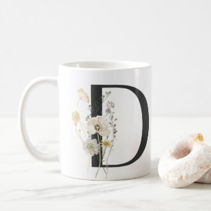 Initial D mit Blume in Weich-Farbe Kaffeemaschine  Kaffeetasse