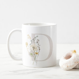 Initial D mit Blume in Weich-Farbe Kaffeemaschine Kaffeetasse