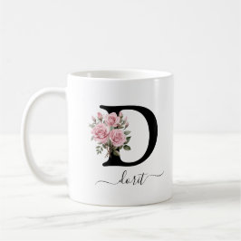 Initial D Rosa Rosen Floral Blume Monogramm Name Kaffeetasse