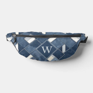 Initial des Denim Blue Patchwork Monogram Bauchtasche