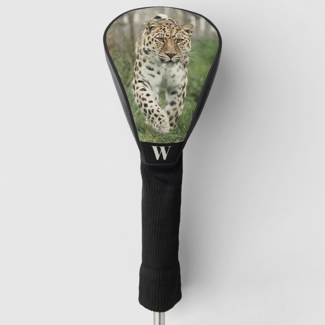 Initial des gefährdeten Amur Leopard-Fotos Golf Headcover (Vorderseite)
