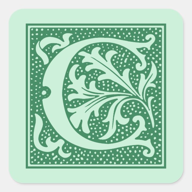 Initial des Vintagen Buchstaben C Monogram Quadratischer Aufkleber (Vorderseite)