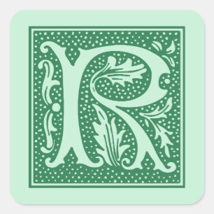 Initial des Vintagen Buchstaben R Monogram Quadratischer Aufkleber