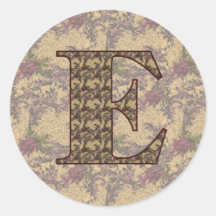 Initial E Elegant Runder Aufkleber