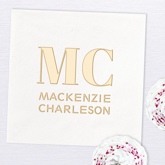 Initial-Einfache Monogrammbezeichnung Servietten Mit Folie (Two initial monogram name foil party paper napkin)