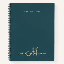 Initial elegant dunkelgrün und goldenes Monogramm Notizbuch