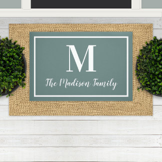 Initial: Elegant Grey Green Custom Monogram Fußmatte