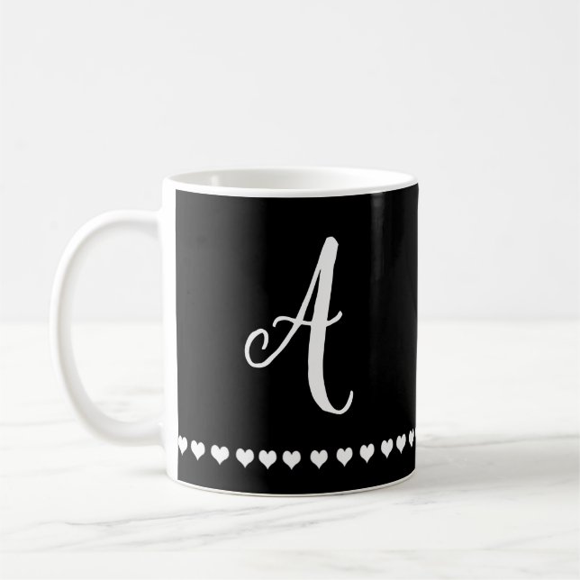 Initial elegante Schwarz-Weiß-Monogramm Kaffeetasse (Links)