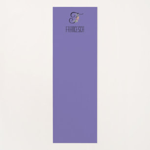 Initial F Aquarelllavene der Monogramm-Blume Yogamatte