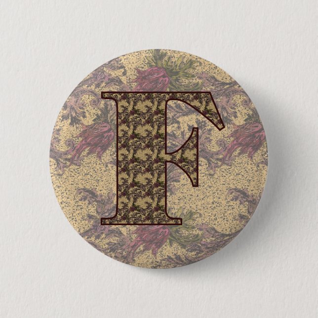 Initial F Elegant Floral Button (Vorderseite)