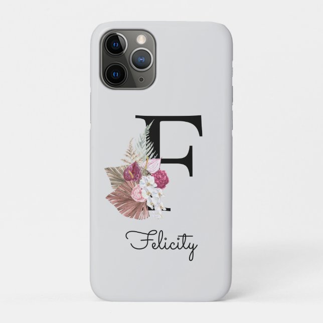 Initial F Mit Monogramm Pink Boho Floral Case-Mate iPhone Hülle (Rückseite)