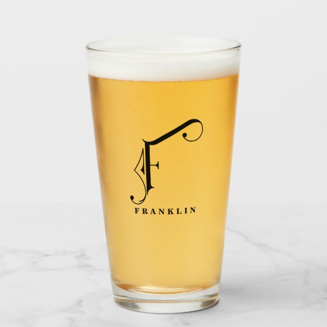 Initial F mit Nachname Glas der Klasse Monogramm (Vorne (Gefüllt))