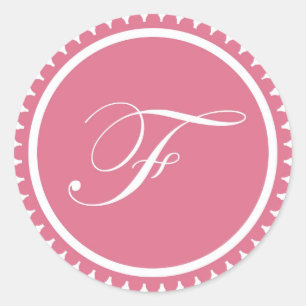 Initial F-Prinzessin rosa Monogramm-Siegel-Gastges Runder Aufkleber
