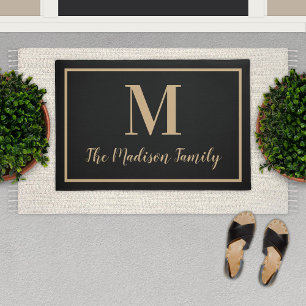 Initial für das elegante Black Tan Custom Monogram Fußmatte