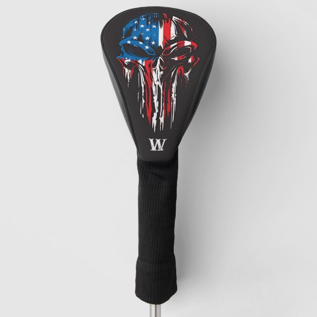 Initial für das Monogramm der Militärfahne Skull U Golf Headcover (Vorderseite)
