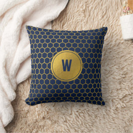 Initial für das Navy Blue & Gold Hexagon Muster Kissen