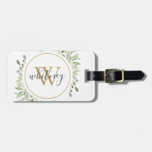 Initial für elegantes Script Greenery Monogram Gepäckanhänger