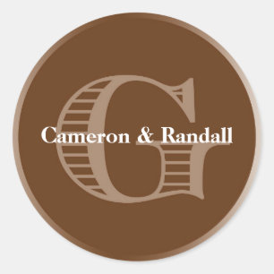 Initial G braun-Monogramm-Gastgeschenk Runder Aufkleber