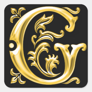 Initial-G-Hauptstadt-Briefaufkleber in Gold Quadratischer Aufkleber