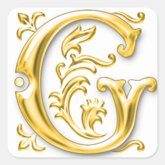Initial-G-Hauptstadt-Briefaufkleber in Gold Quadratischer Aufkleber