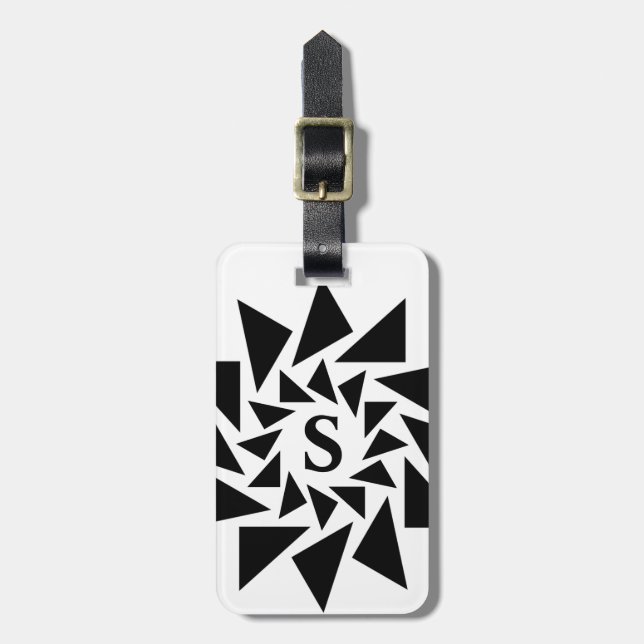 Initial-, geometrische Dreiecke ändern, Schwarz-we Gepäckanhänger (Vorderseite vertikal)