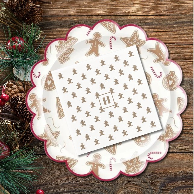 Initial, Gingerbread Man Cookies Holiday Paper Serviette (Von Creator hochgeladen)