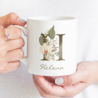 Initial H Boho Floral Orchid Greenery Individuelle