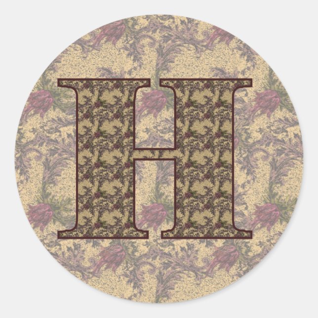 Initial-H-Elegant Runder Aufkleber (Vorderseite)