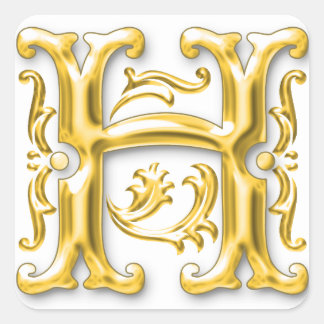 Initial-H-Hauptstadt-Buchstabenaufkleber in Gold Quadratischer Aufkleber