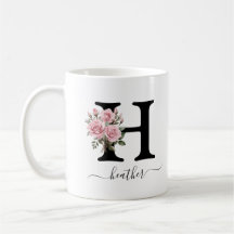 Initial H Monogram Floral Blume Rosenrosen Tasse