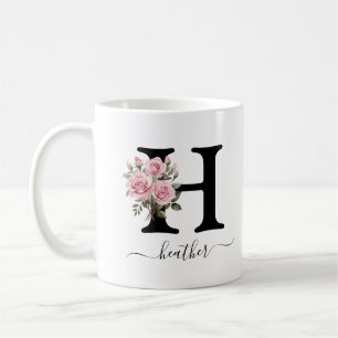 Initial H Monogram Floral Blume Rosenrosen Tasse