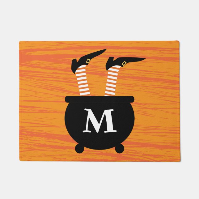 Initial hinzufügen | Hexe in einem Hexenkessel Fußmatte (Vorderseite)