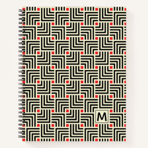 Initial hinzufügen   Muster geometrischer Linien Notizbuch